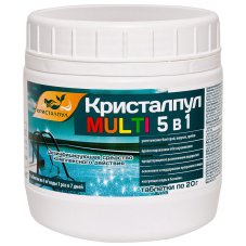 Дезинфирующее средство"Кристалпул MULTI 5в1"д/бассейнов,банка 0,5кг,табл20гр